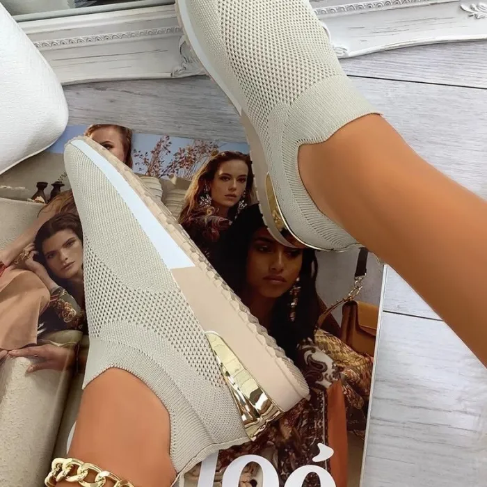 Sportssko i mesh - slip-on-sko - med høy plattform