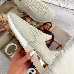 Sportssko i mesh - slip-on-sko - med høy plattform