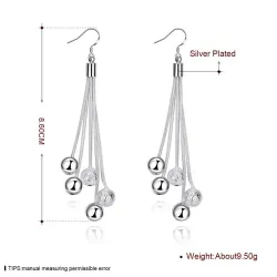 Long silver earrings - chains with beadsEarrings