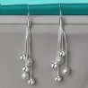 Long silver earrings - chains with beadsEarrings