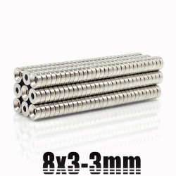 N35 - neodymium magnet - strong round disc - 8mm * 3mm - with 3mm holeN35