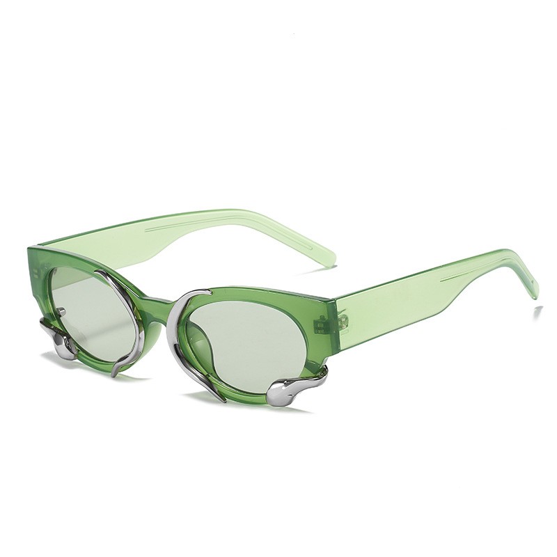 Punk style rectangle sunglasses - with snake decorationSunglasses