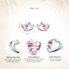 Double heart / crystals - silver earringsEarrings
