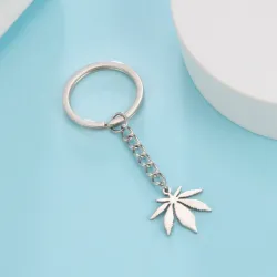 Silver keychain with maple leaf pendantKeyrings
