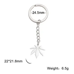 Silver keychain with maple leaf pendantKeyrings
