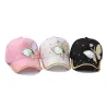 Fasjonabel baseballcap - krystaller - perler - paljetter - sommerfugl