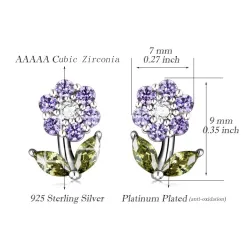 Crystal flowers shaped earrings - 925 sterling silverEarrings