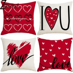 Red / white cushion cover - Valentine's Day motives - 45cm * 45cmCushion covers