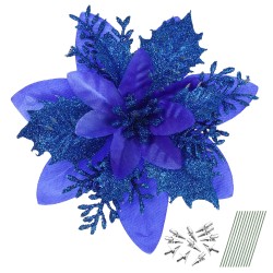 Glitter roses - Christmas tree decoration - 12 piecesChristmas