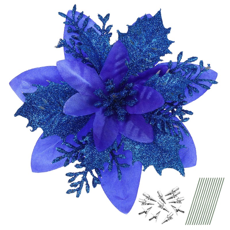 Glitter roses - Christmas tree decoration - 12 piecesChristmas