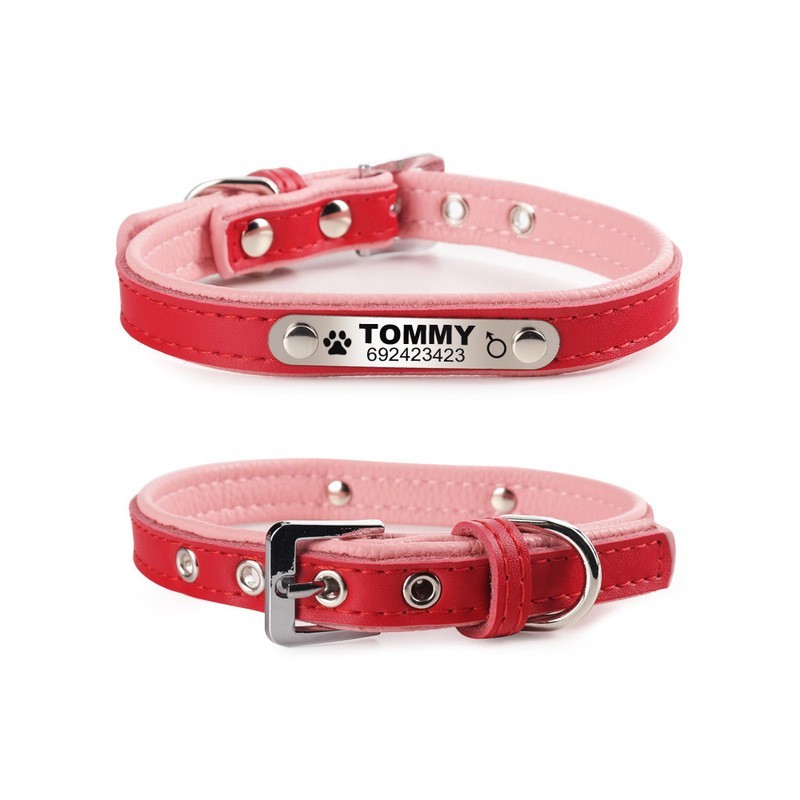 Dogs / cats collar - ID Tag - personalized - engraved - leatherCollar & Leads Dogs / cats collar - ID Tag - personalized - engraved - leatherCollar & Leads