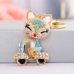 Fox on the bike - crystal keychainKeyrings