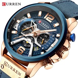CURREN - luksuriøs Quartz-klokke - lærreim - vanntett