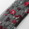 Vintage langermet bluse - floral broderi ren mesh