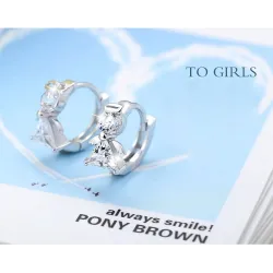 Round silver earrings with crystal angelEarrings