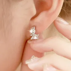 Round silver earrings with crystal angelEarrings