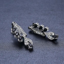 Elegant silver earrings - white zircon / black crystalsEarrings