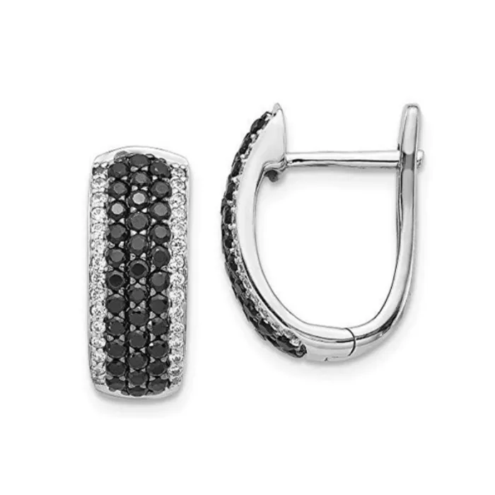 Small silver earrings - white / black zirconEarrings