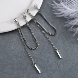 Long silver earrings - with chainEarrings
