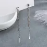Long silver earrings - with chainEarrings
