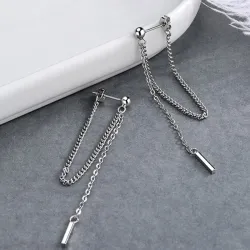 Long silver earrings - with chainEarrings
