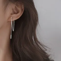 Long silver earrings - with chainEarrings