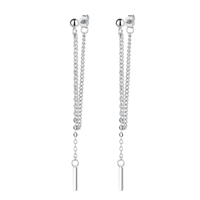 Long silver earrings - with chainEarrings