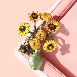 Vase med solsikker - retro brosje