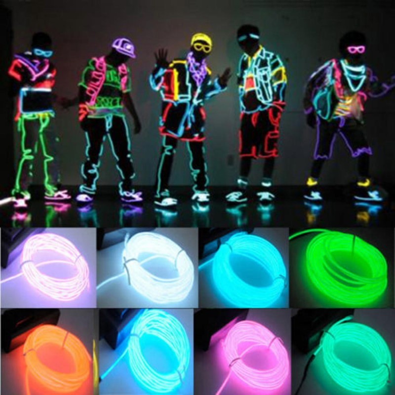 Fleksibelt neon LED-lys - 3m ledning - batteridrevet