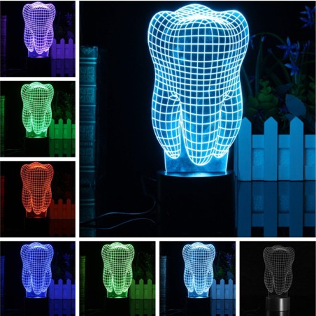 3D Tooth RGB LED-lampe - USB - berøringslys