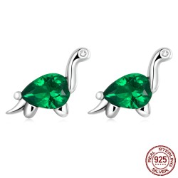 925 Sterling sølv dinosaur med grønn zirkon - ørepynt