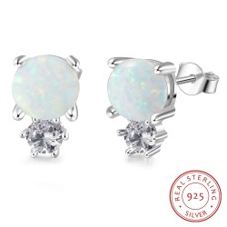 Elegant stud earrings - with round opal / crystalEarrings