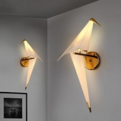 LED vegglampe - origami papir fugl design