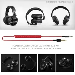 Profesjonelle DJ-studiohodetelefoner - kablet stereoheadset - med mikrofon