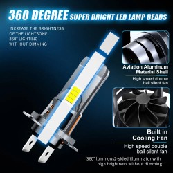 Mini H7 LED-hovedlyspære 250W CSP - 320000lm - autodiodepærer - H7 Turbo LED - 12V - 6500K