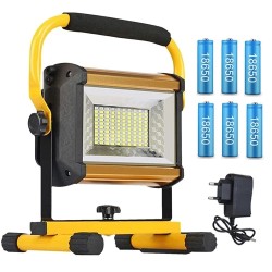 100W Waterproof Flood Light Outdoor Reflector LED External Projector RGB Spotlight Searchlight Rechargeable by 6*18650 Batter...