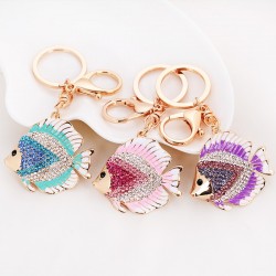 Crystal fish - gold - keyringKeyrings
