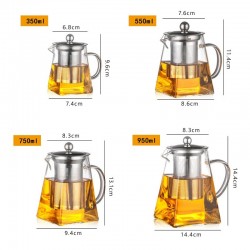 Heat resistant glass - teapot - stainless steelTea infusers