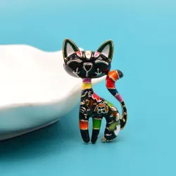 CINDY XIANG New Arrival Cute Enamel Paint Cat Brooch Unisex Women And Men Pin Animal Design Fashion Jewelry 2 Colors