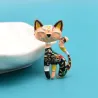 CINDY XIANG New Arrival Cute Enamel Paint Cat Brooch Unisex Women And Men Pin Animal Design Fashion Jewelry 2 Colors