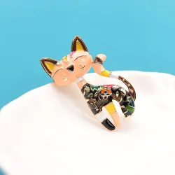 CINDY XIANG New Arrival Cute Enamel Paint Cat Brooch Unisex Women And Men Pin Animal Design Fashion Jewelry 2 Colors