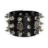 Non-Conformist Leather Bracelet Street Dance Performance Ghost Head Couple's Holiday Gift Wristband Punk Style Jewelry