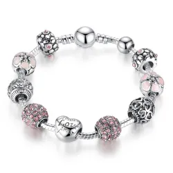 Luxury bracelet with crystal beads - 925 sterling silver