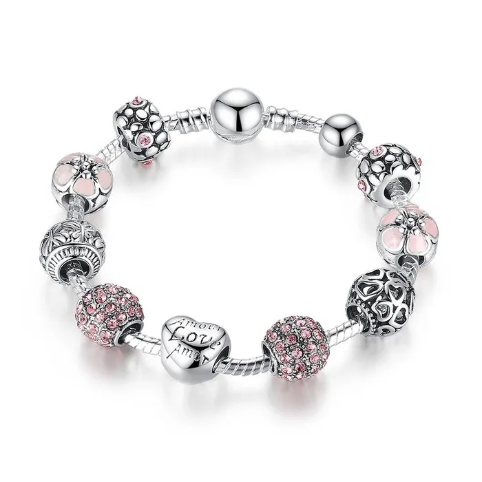 Luxury bracelet with crystal beads - 925 sterling silver