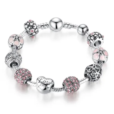 Luxury bracelet with crystal beads - 925 sterling silver