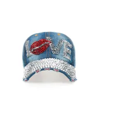 Vintage - Jeans Baseball cap with rhinestones - hat - cotton