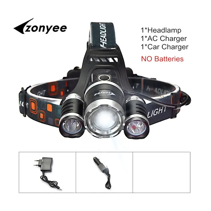 Forehead headlight - zoom flashlight - torch - 3 XML-T6 LED lampSport & Outdoor