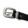 Vintage design double buckle leather belt