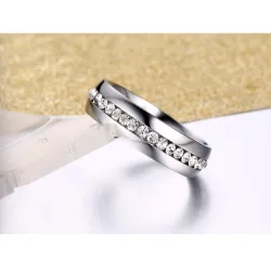 Gold - silver classic ring with zirconia