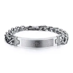 Spanish Bible Cross Stainless Steel Bracelet